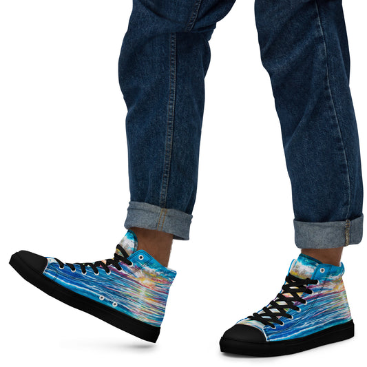 Abstract Sunset, Men’s high top canvas shoes