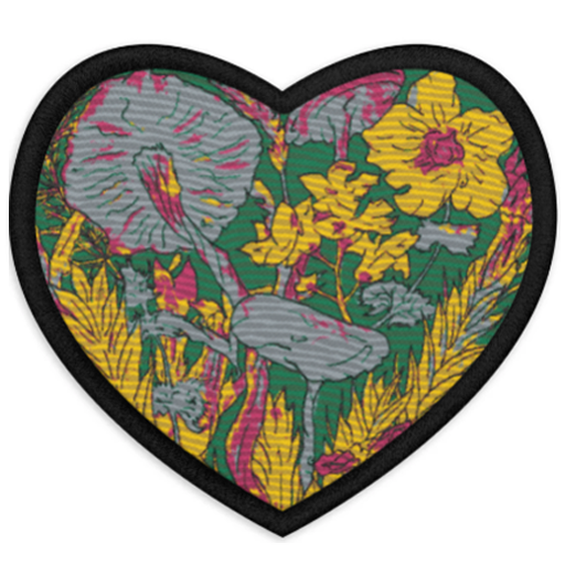 Mush Heart Green, Embroidered patches